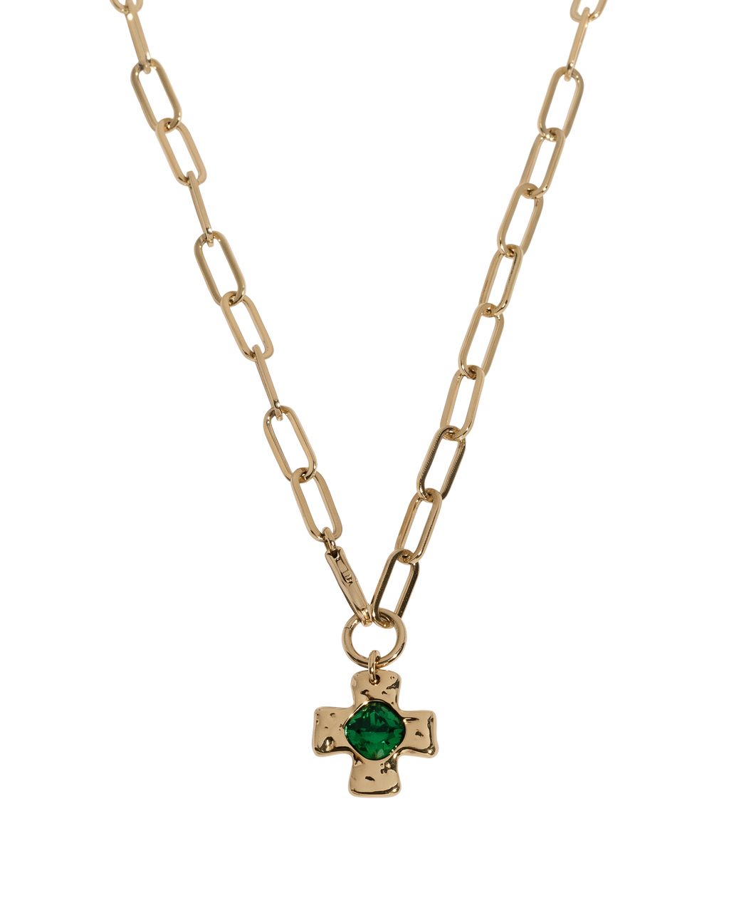 Chunky Cross Chain - Emerald Green