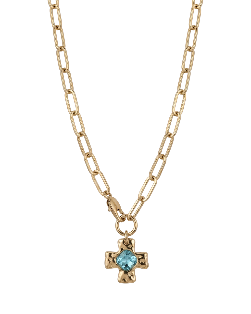 Chunky Cross Chain - Aqua Blue