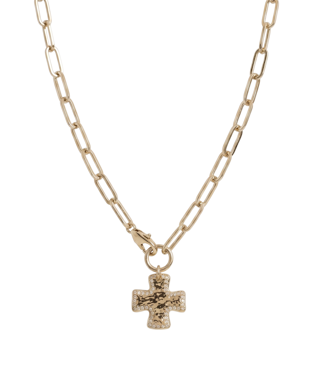 Chunky Cross Chain Necklace - Crystal Edge