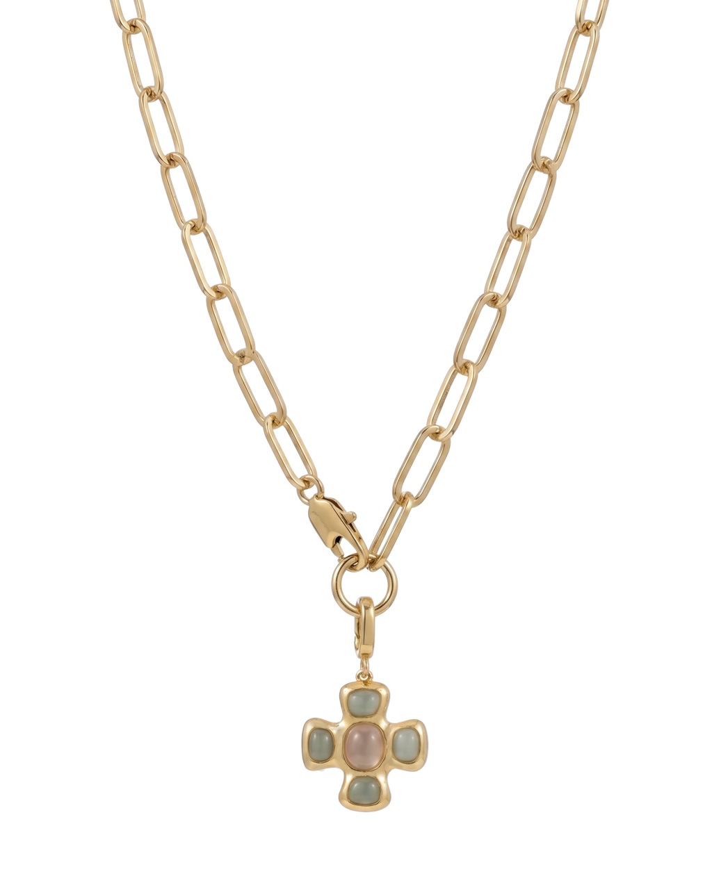 Chunky Cross Chain Necklace - Stone Edition