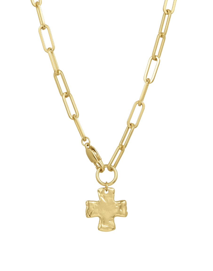 Chunky Cross Chain Necklace - Solid Gold