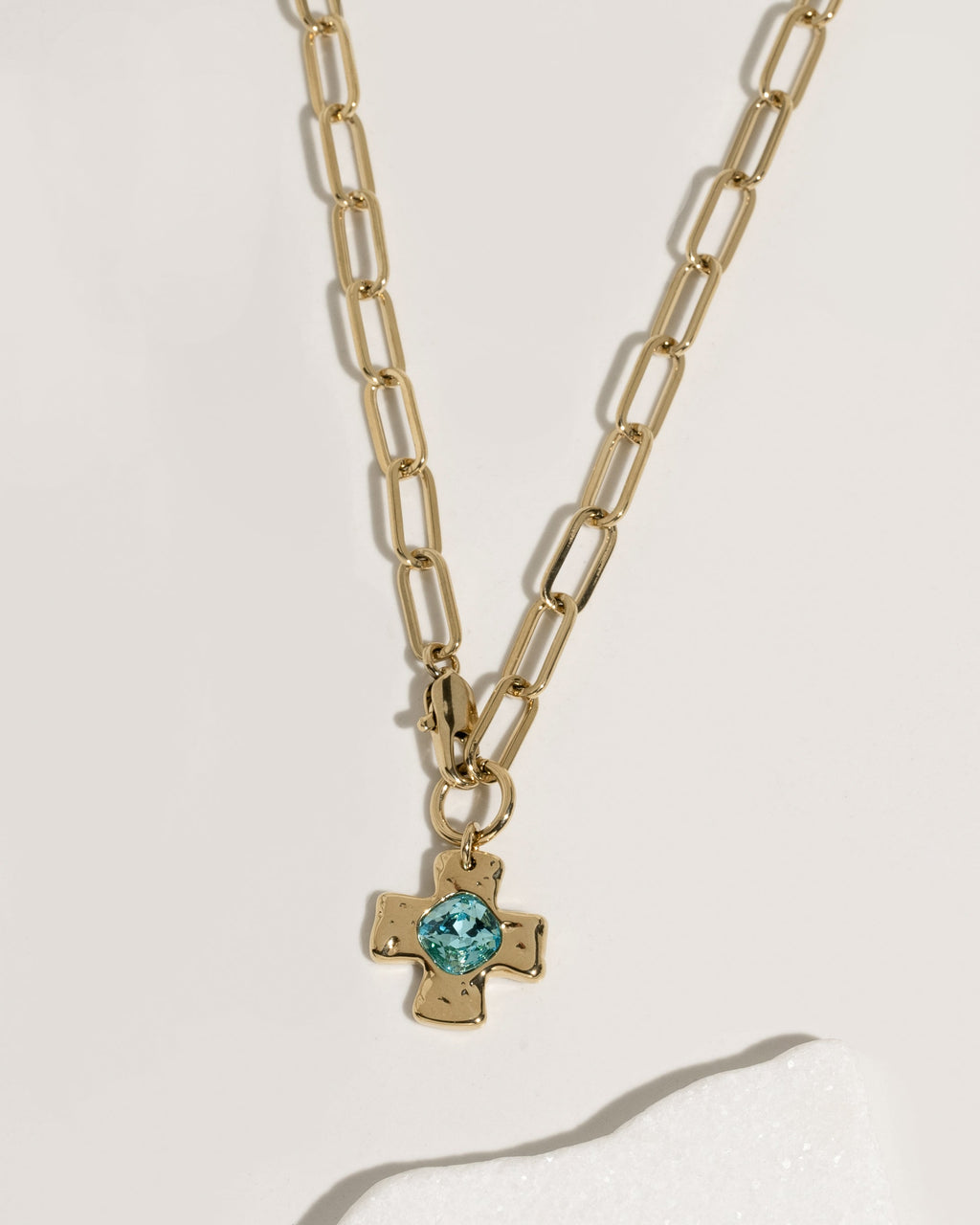 Chunky Cross Chain - Aqua Blue