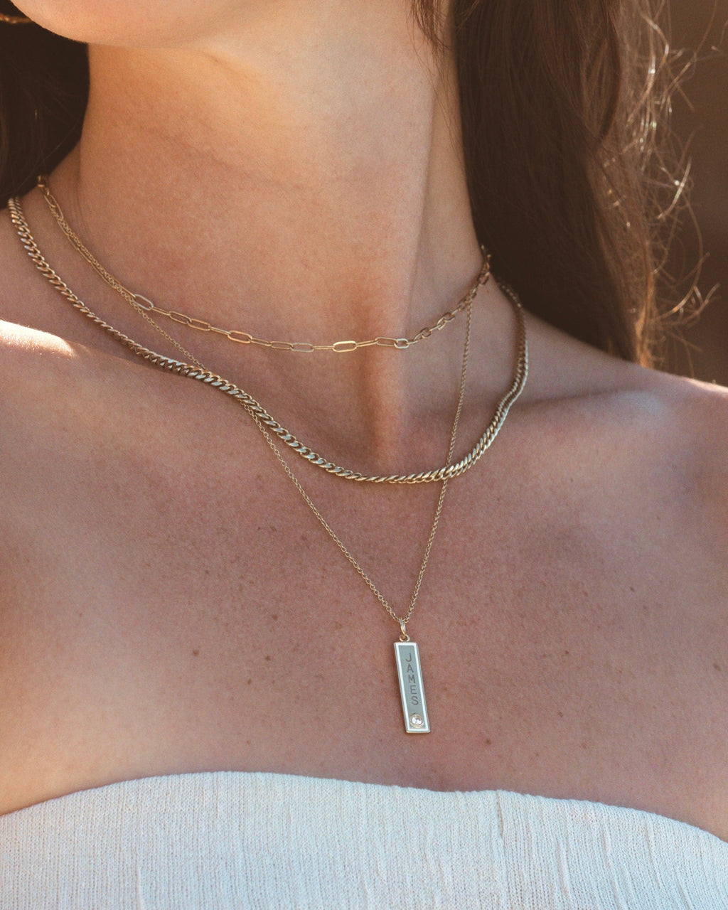 Enamel Bar Necklace - White