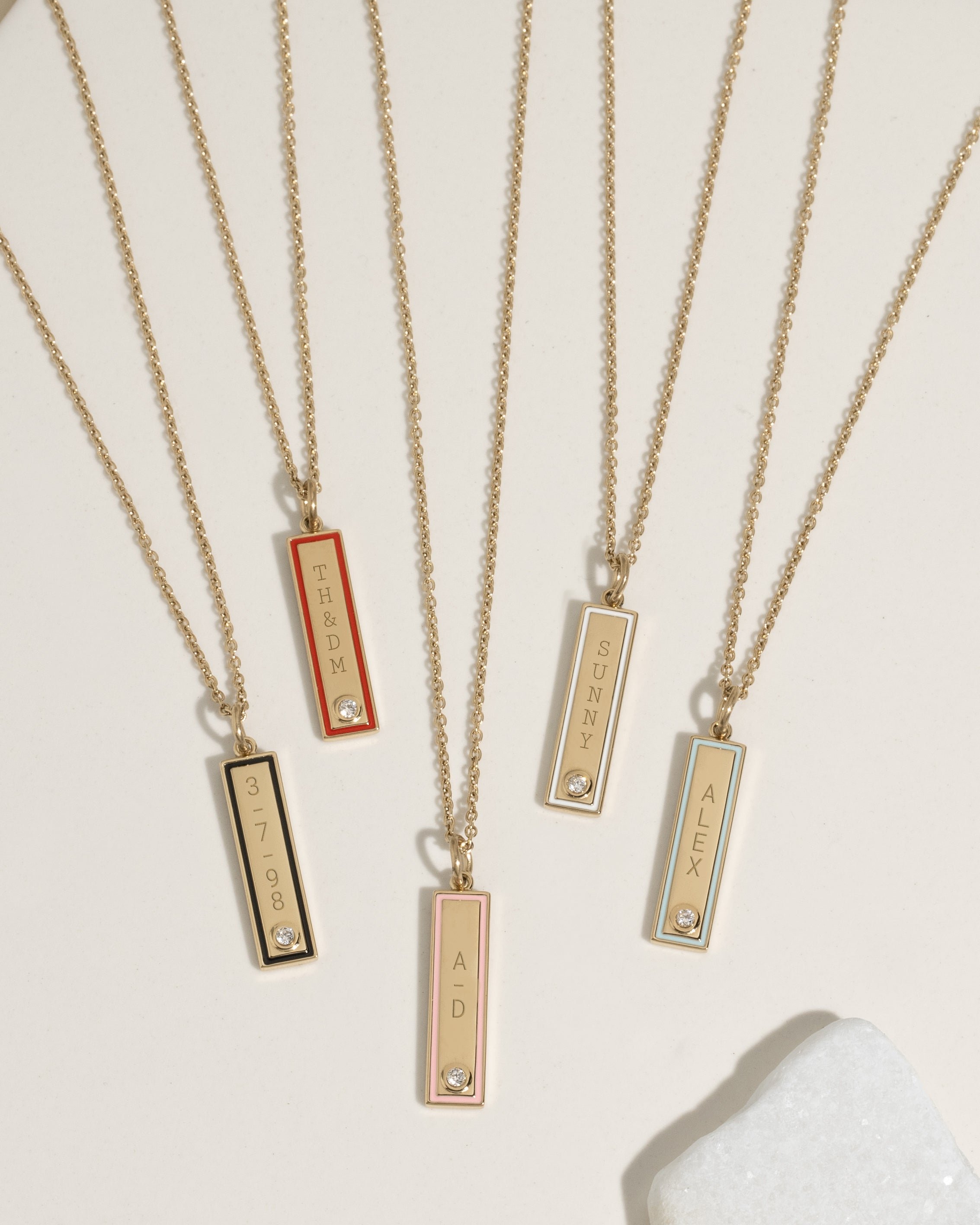 Enamel Bar Necklace - Red