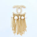 18K CC Pearl Tassel Brooch