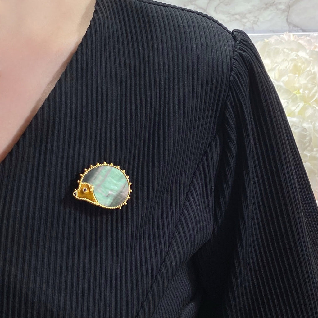 18K Lucky Animals Hedgehog Clip Brooch