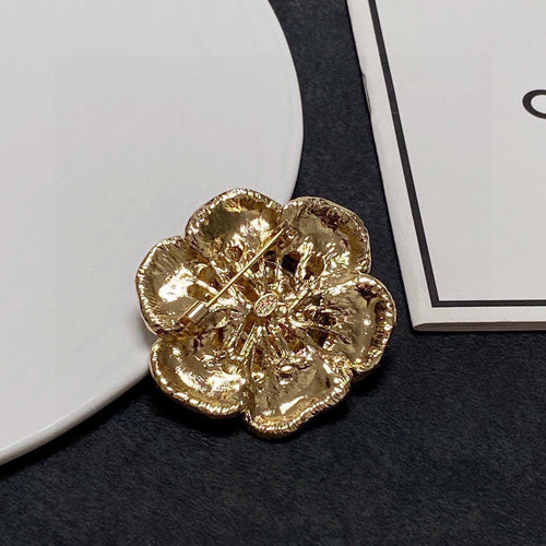 18K CC Black Flower Brooch