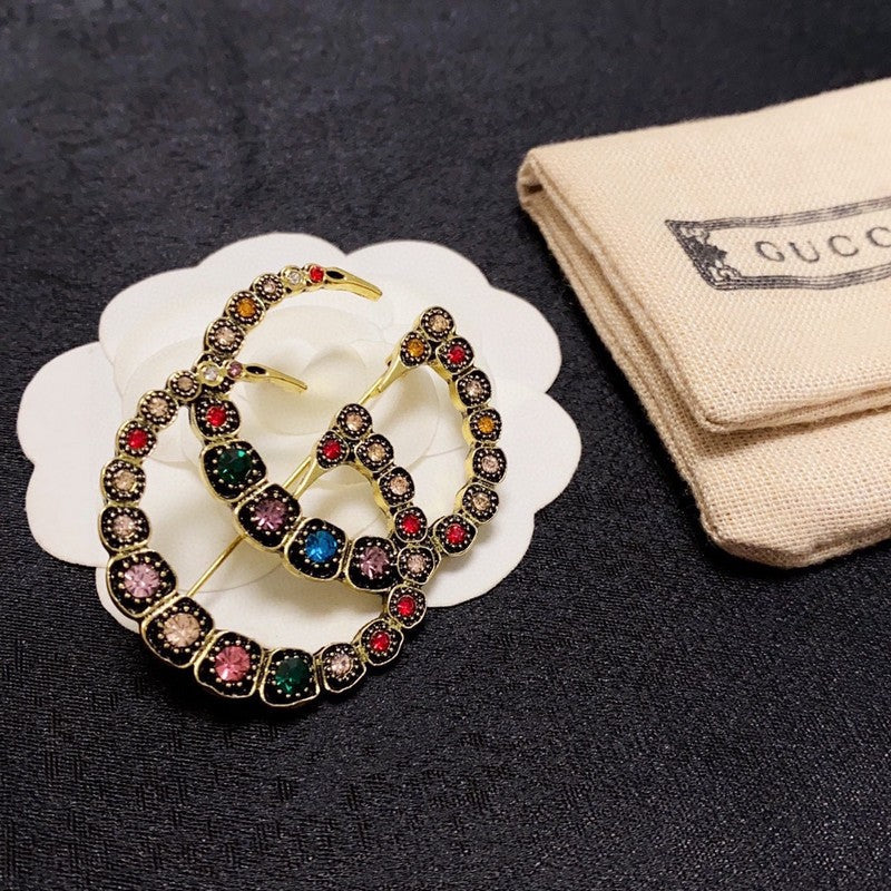 18K GG Color Crystal Brooch
