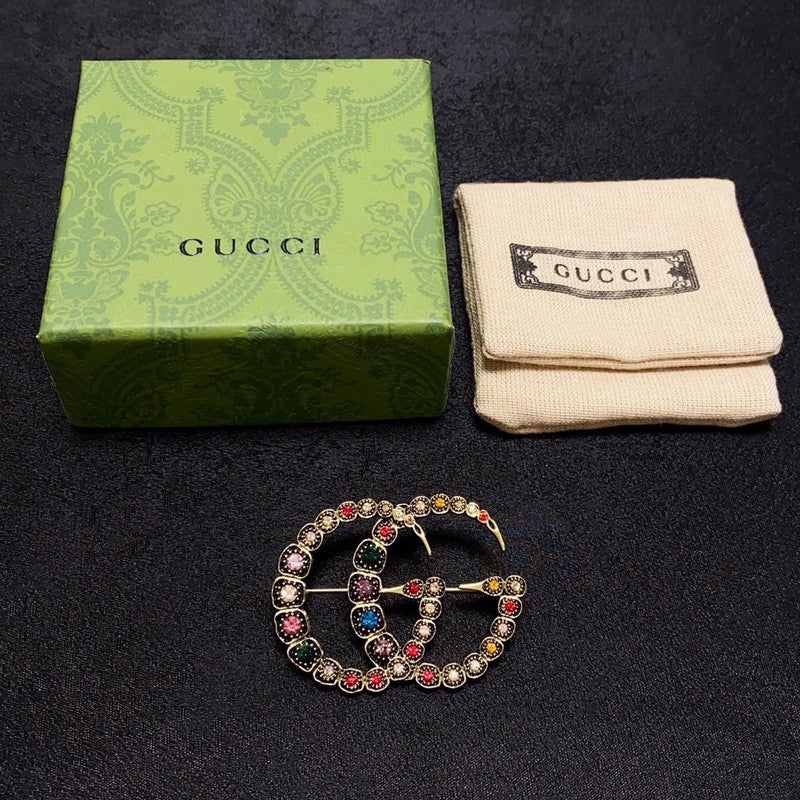 18K GG Color Crystal Brooch