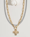 Chunky Cross Necklace Set - Mixed Metals